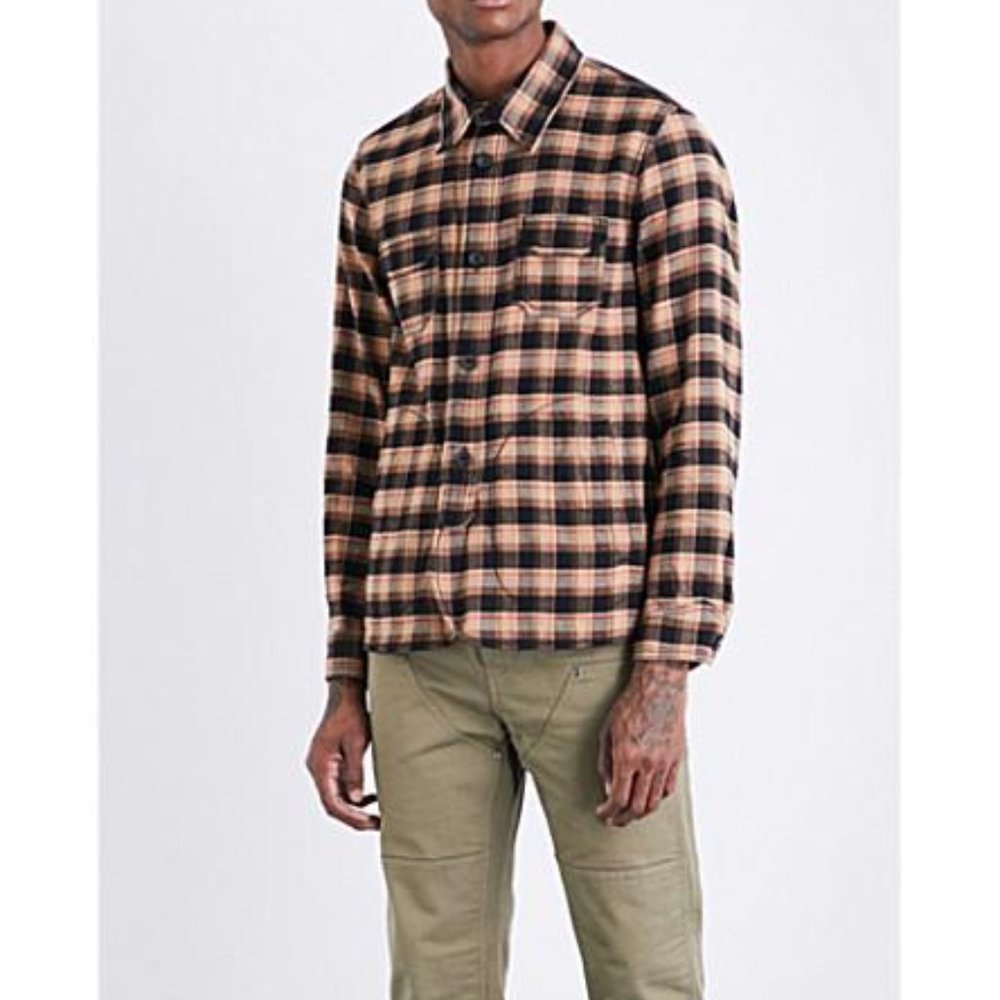 Coach Plaid Linen Wool Blend Button Down Shirt Overshirt Men's M